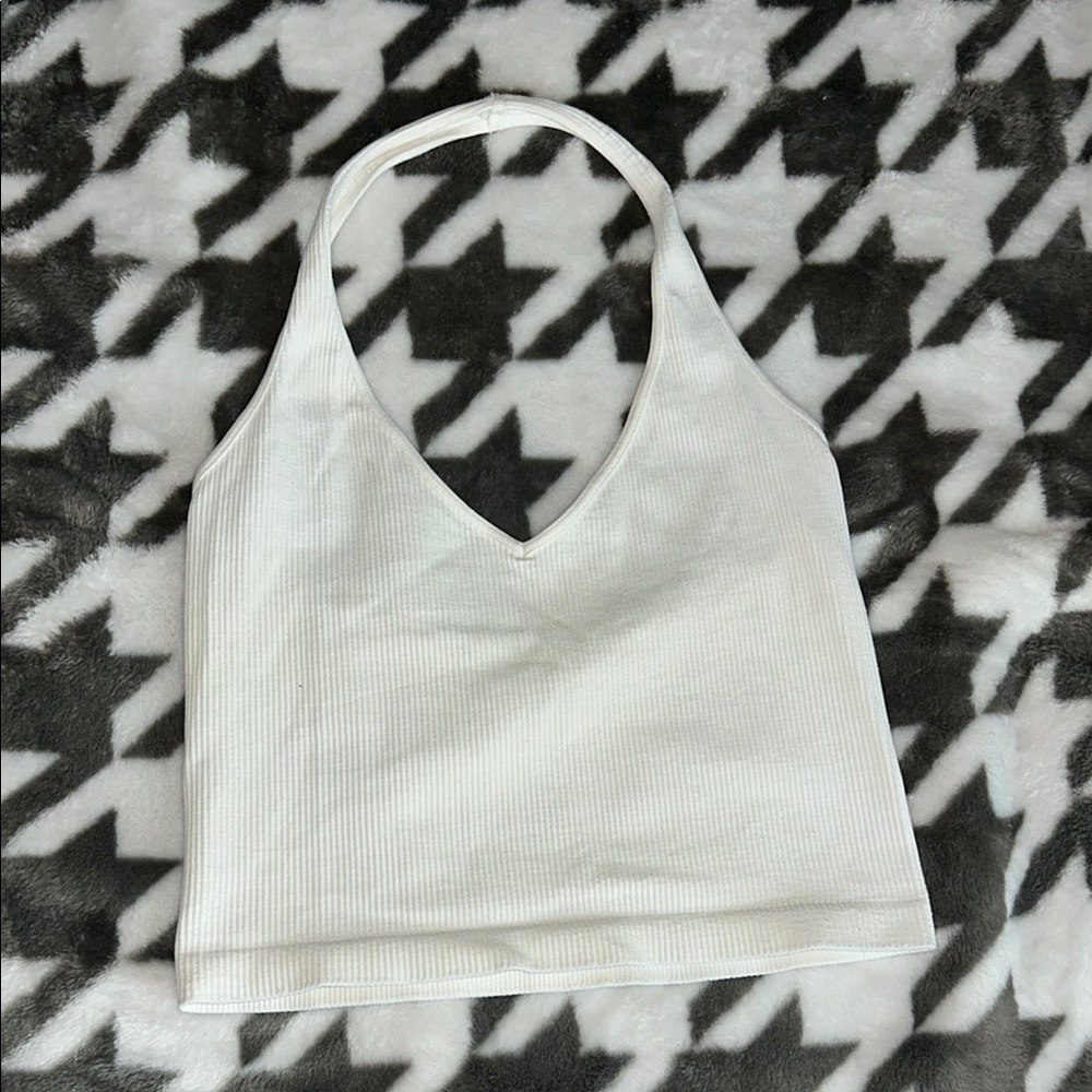 White Ribbed Halter Top
